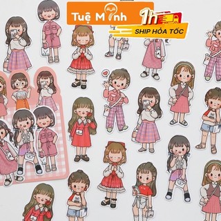 Bộ Sticker hình cô gái/ chàng trai cá tính dán trang trí sổ VPPTUEMINH, điện thoại nhiều mẫu