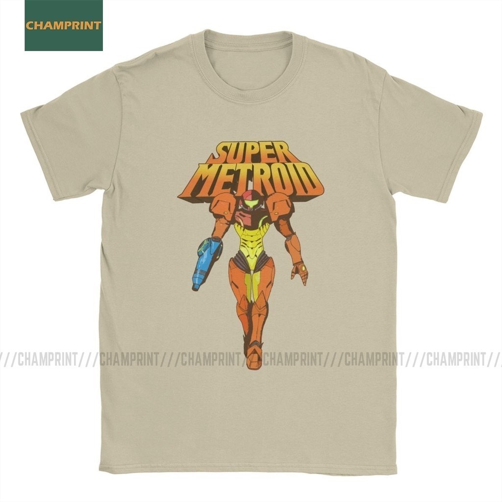 Men's Large T-shirt Super Metroid Men'S T Shirts Samus Wars Aran Prime Snes Ridley Zebes Game Novelty Tees Short Sleeve