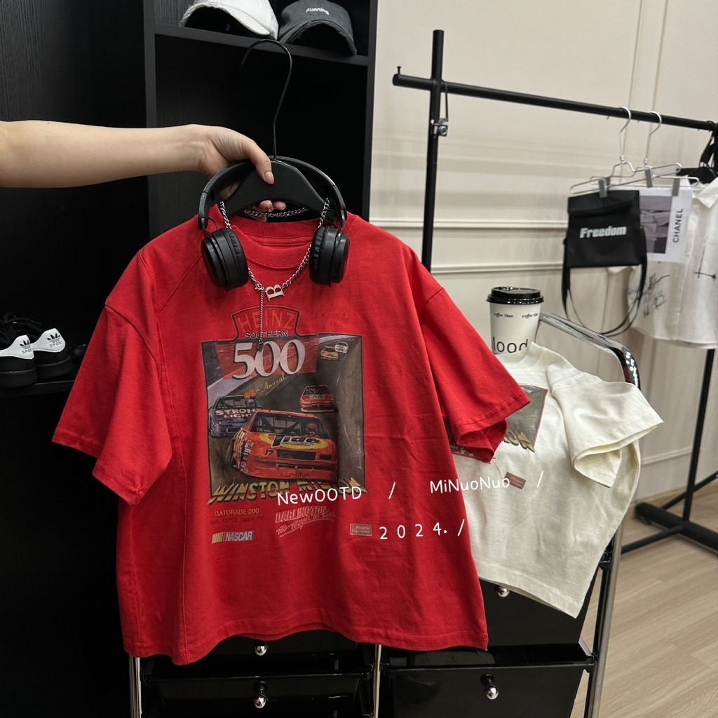 Mùa Hè 2024 Mới Bé Trai Hợp Thời Trang Mỹ Retro In Hình Áo Thun Nữ Tay Ngắn Rời Top