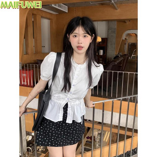 MAIFUWEI áo sơ mi nữ áo kiểu hàn quốc sang trọng Tối giản Xinh  rực rỡ WCS2451CQR 21Z240522