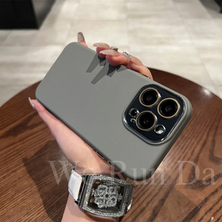 Ốp Silicon Màu Titan Mới Cho iPhone15 14 13 12 Pro MAX 11 14Plus / 15Plus Với Ống Kính Kim Loại Phim Mềm Ốp điện thoại