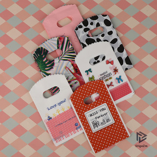 50 cái / lốc 9 * 15cm mini thank you túi quà tặng tay cầm túi mua sắm bằng nhựa nhỏ