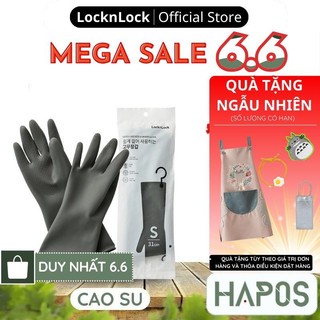 Găng tay LocknLock rửa chén bát có móc treo Chính hãng, bao tay cao su tự nhiên siêu bền, dai, bám tốt - HAPOS OFFICIAL