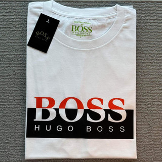 Logo Chữ Cổ Điển In Hình bos Áo Thun Cotton Nguyên Chất Mùa Hè Cotton Thoáng Khí Nam Nữ Cùng Phong Cách Áo Thun Cổ Nhãn + Thẻ