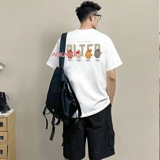 Aokong 220g cotton mới áo thun ngắn tay mùa hè phong cách đại học dễ thương nhỏ in hình ma