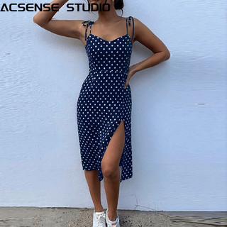 Acsense STUDIO Họa tiết chấm bi không tay thời trang mùa hè dành cho nữ