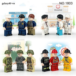 Set 12 mô hình đồ chơi nhân vật bác sĩ / lính cứu hỏa 1803 diy