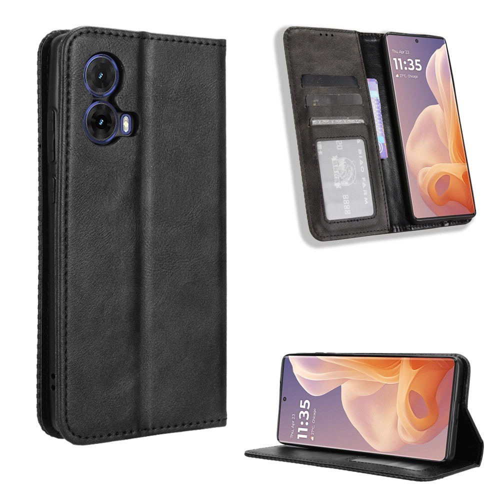 Vỏ cổ điển Motorola Moto G85 5G Flip Cover Từ tính Ví doanh nghiệp Moto S50 Neo 5G Vỏ da PU Giá đỡ t