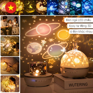 [Khuyến mãi mạnh] Đèn Ngủ Chiếu Sao Vũ Trụ, Cổ Tích, Đại Dương, Sinh Nhật, Giáng Sinh - Đèn LED 3D Xoay Tự Động Lãng Mạn