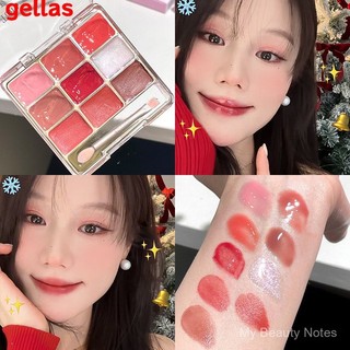  Son môi Gellas bảng màu son gel son môi và má hồng son bóng nước son bóng gương son nhung son bùn chín màu xếp chồng DIY 14ID 