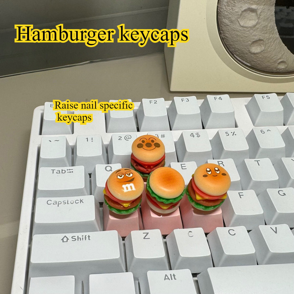 Móng Tay Nghệ Thuật Cá Tính Keycaps 4 Cái / bộ Mô Phỏng Hamburger Dễ Thương Keycaps Cho Bàn Phím Cơ 