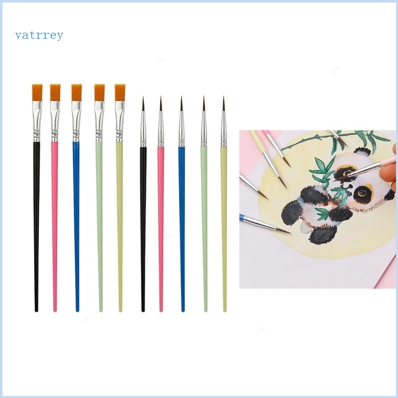 Paint Brush, 10Pcs Round/Flat Tip Paintbrushes Nylon Hair Artist Art Paint Brush