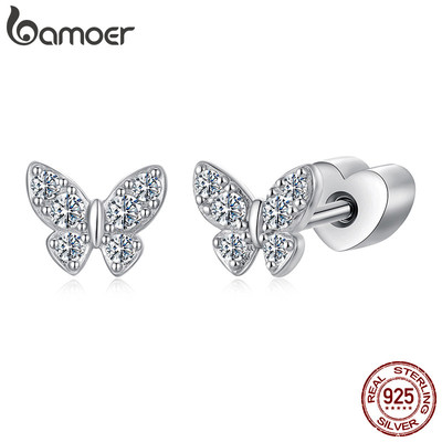 Bamoer 925 Sterling Sliver Bông Tai Bướm Moissanite Trang Sức Quà Tặng Cho Nữ