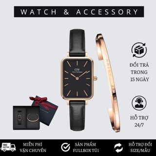 Combo Đồng Hồ Nữ Quadro Pressed Sheffield Black & Vòng Tay Cuff V1 D_W Chính Hãng - DANIEL WATCH STORE VN