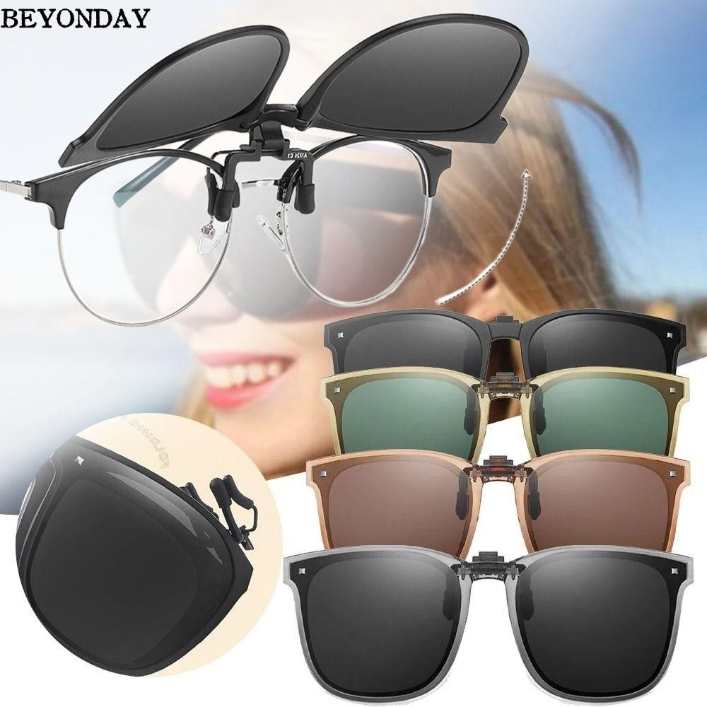 Kính râm gấp BEYONDAY, Khung vuông Dễ dàng mang theo Kẹp phân cực trên kính râm, Kính mắt bảo vệ UV 