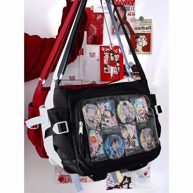 Phong Cách Đại Học Đa Năng, Đơn Giản Dung Tích Lớn Túi Đeo Ngang Cho Lớp Thời Trang Mới Nữ Mailman Trong Suốt Hoạt Hình DIY Vai