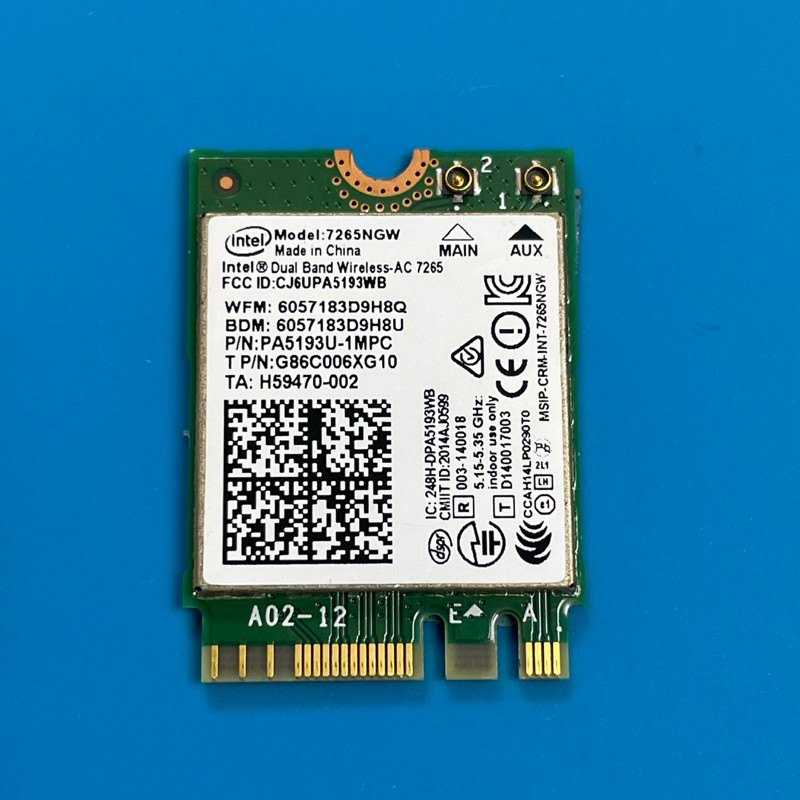 Card mạng Wifi laptop Intel 7265NGW AC 5G Gigabit băng tần kép WIFI 4.2 Bluetooth NGFF