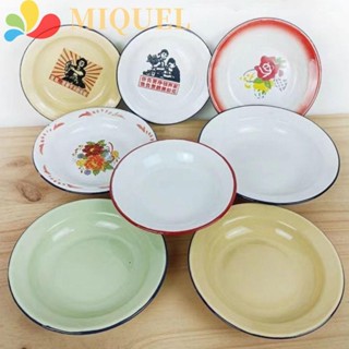 Đĩa tráng men sắt MIQUEL, Chủ đề hoài cổ Đĩa tráng men tròn phong cách Trung Quốc, Men sắt bền bỉ Khay đựng thực phẩm kiểu cũ Bánh mì