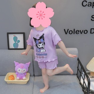  Kuromi Bộ Đồ Ngủ Trẻ Em Bé Gái Mùa Hè Băng Lụa Mỏng Điều Hòa Không Khí Quần Áo Cho Bé Thoáng Mát Nhà Bộ Quần Áo 