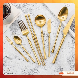[LẺ] Dao Thìa Dĩa Khấc [INOX 304] [VÀNG SẦN] cao cấp, thiết kế tinh tế độc đáo, thể hiện đẳng cấp
