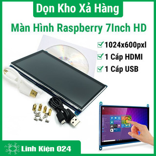 Màn hình Raspberry 7Inch HD 1024x600 cảm ứng điện dung -tặng đĩa, cáp HDMI, cáp USB