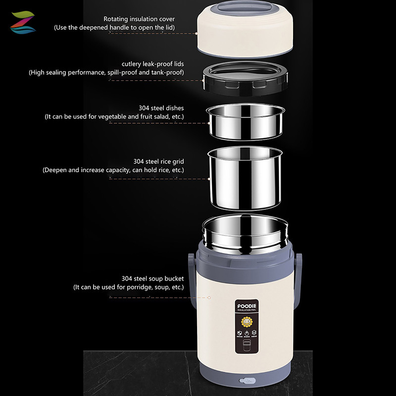 Zlinkj USB Điện Làm Nóng Hộp Cơm Trưa Inox Ấm Thực Phẩm Bento Hộp Cơm Trưa Mới