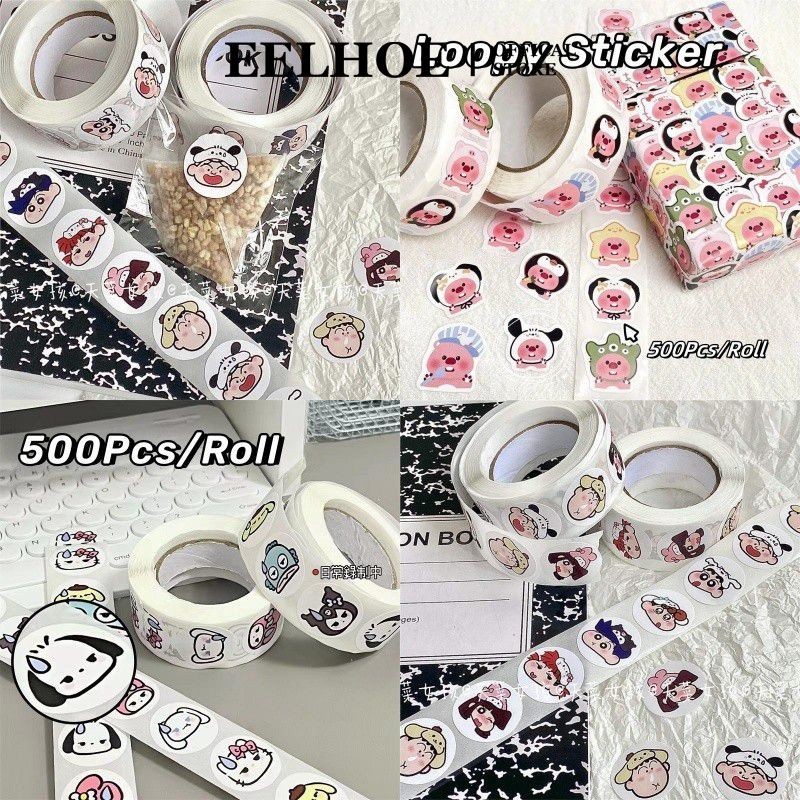 EELHOE 500 tờ Crayon Shin-chan Roll Sticker Phim Hoạt Hình Dễ Thương Sanrio Roll Sticker Sổ Tay Tran
