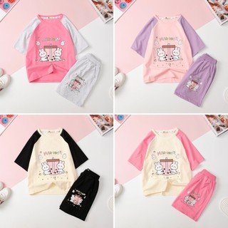 Bộ cotton cao cấp bé gái LITIBABY phối thỏ cho bạn 30kg - 55kg