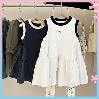 Bé gái tank top dress mùa hè 2024 phong cách mới cho bé thời trang thời trang bé gái cao cấp khâu không tay đầm