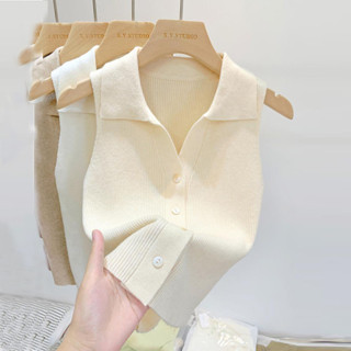 Cô Gái Nóng Mặc Camisole Nữ Mùa Hè Mặc Ngoài Thu Đông Bên Trong Đáy Áo Sơ Mi Không Tay Ngắn Đan Áo Len Áo Len Áo Vest