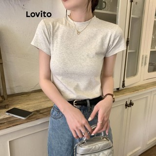 Áo thun Lovito màu trơn phong cách thường ngày dành cho nữ LNA49277