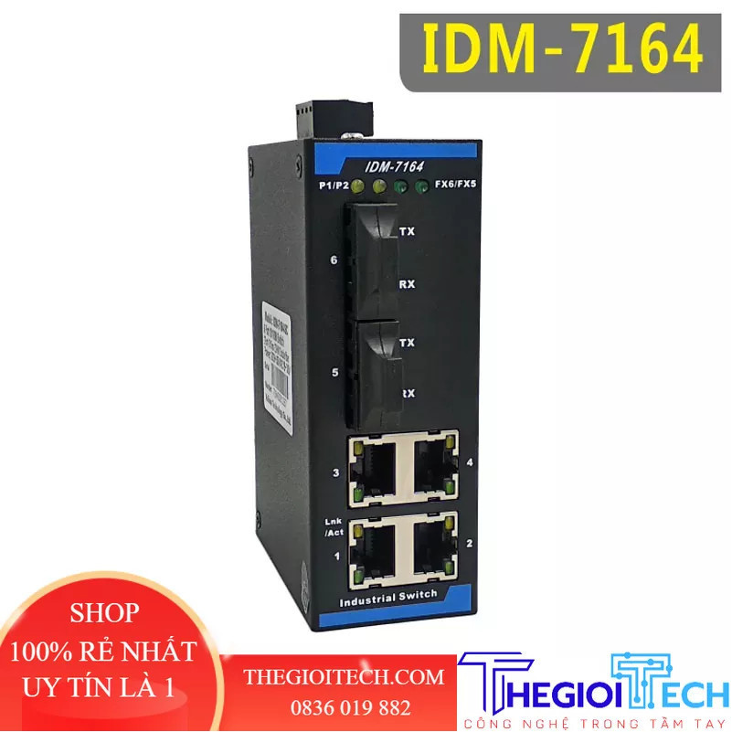 IDM-7164 6 cổng Công tắc 100M công nghiệp 2Optical 4Electric Ethernet Switch Din Rail - IDM 7164SC
