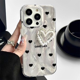 Thích hợp cho IPhone 11 12 Pro Max X XR XS Max SE 7 Plus 8 Plus IPhone 13 Pro Max IPhone 14 15 Pro Max Vỏ Điện Thoại Dải Bạc Thiết Kế May Mắn Phụ Kiện Trái Tim Bạc