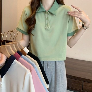 Hàn Quốc của áo thun ngắn tay thời trang nữ mùa hè mới dáng rộng cổ polo áo ngắn nữ NZ-TX-648