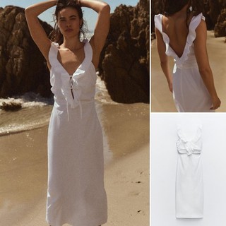  24 Mùa Hè Phong Cách Mới Lớp Trang Trí Mini Sáo Đầm Mở Cổ Chữ V Thiết Kế Mỏng Phù Hợp Ngọt Ngào3067340