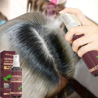  Nấm Linh Chi Kích Đen Tóc Herbal Gray Hair - Tinh Chất Serum Herbal Phủ Bạc Xịt Làm Đen Tóc An Toàn Tóc Đen Dày 