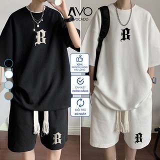 Đồ Bộ Quần áo Thể Thao Nam mùa hè cộc tay mặc ở nhà Chất Xốp chữ B cao cấp thoáng mát Avocado đẹp
