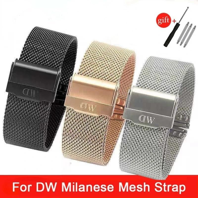 16mm 18mm 19mm 20mm 21mm 22mm Lưới Milanese Watchband cho DW Dây thép không gỉ Nam Nữ Vòng tay kim l