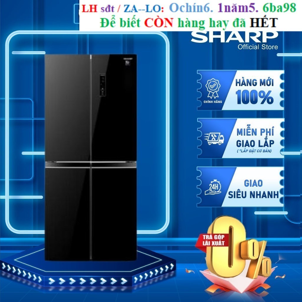 Rẻ SJ-FXP480VG-BK - Tủ Lạnh Sharp Inverter 473L SJ-FXP480VG-BK - Bảng điều khiển bên ngoài, Miễn phí