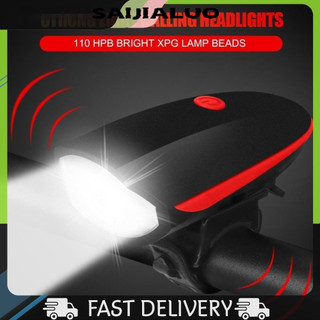 Saijialuomtb Đèn pha xe đạp chống nước xe đạp 3 chế độ XPG Đèn pha LED còi