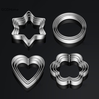 Gcdhome khuôn nướng bánh khuôn trứng khuôn thép không gỉ cắt bánh quy bánh quy diy khuôn ngôi sao trái tim hoa cắt 3 cái / bộ hot