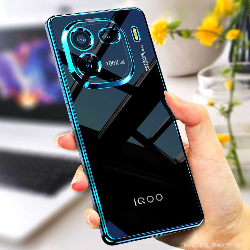 Ốp Điện Thoại Trong Suốt Mạ Điện Cho VIVO IQOO 12 Pro Bảo Vệ Ống Kính Ốp Lưng Silicon Mềm Cho VIVO IQOO Z9 Turbo Z9X IQOO 12Pro