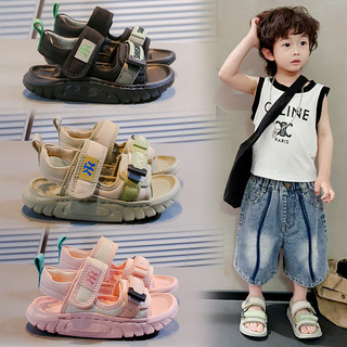 [Duo Leimi] Hàng có sẵn Phong cách mới Thời trang trẻ em Giày đi biển phong cách phương Tây chống trượt Hàng có sẵn cho bé trai bé gái Giày sandal màu trơn thông thường phù hợp với bé trai San