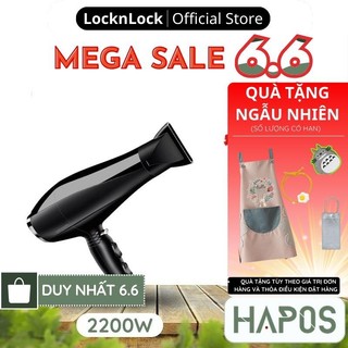 Máy sấy tóc LocknLock công suất lớn Chính hãng, 2 chiều nóng lạnh kèm mỏ vịt dễ tạo kiểu chuẩn Salon ENA146BLK - HAPOS