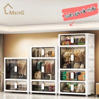Tủ nhựa gấp không cần lắp đặt, dễ sử dụng, tủ quần áo trẻ em xanh sạch sẽ, bảo quản quần áo