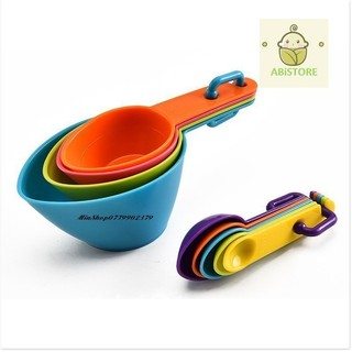 Bộ cup đo lường đong bột sữa nước ,muỗng thìa định lượng 4 món