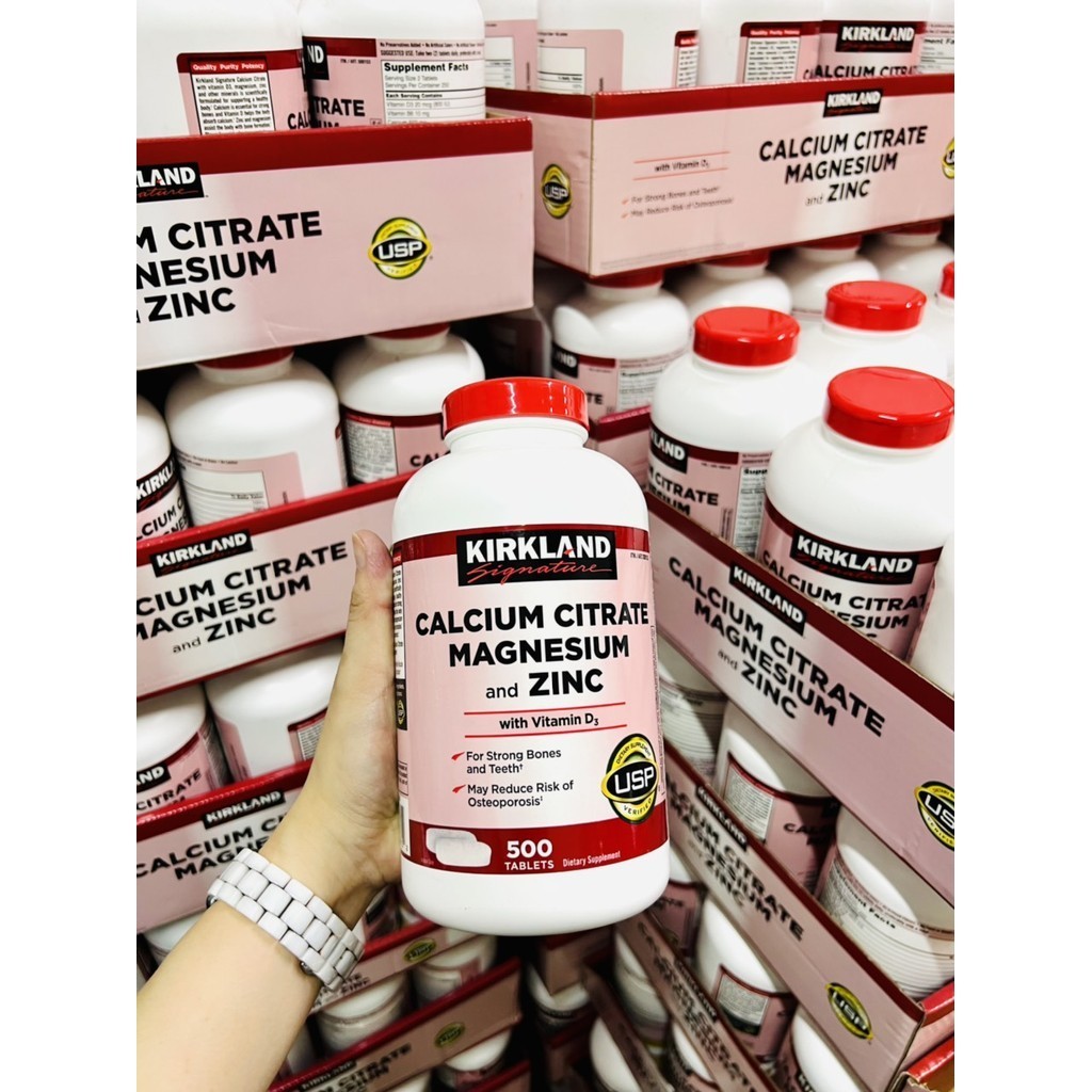 Canxi Zinc Kirkland 500 viên uống bổ xung Calcium Citrate Magnesium and kẽm CỦA Mỹ