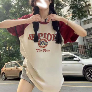 Mùa hè 2024 cotton phiên bản Hàn Quốc của nam nữ mới có cùng in hình phối hợp áo thun ngắn tay đeo vai thương hiệu thời trang nữ hàng đầu