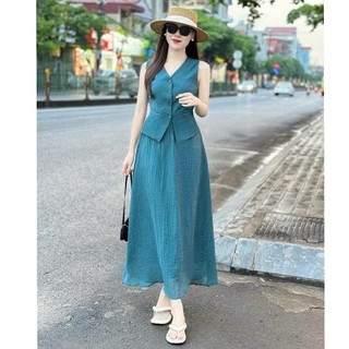 Sét váy đi biển chất đũi mềm mát siêu hot
