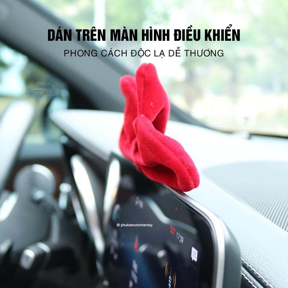 Trang Trí Ô tô Chiếc Nơ Dễ Thương Lắp Màn Hình Điều Khiển Bằng Nhung Kèm Keo Dán 2